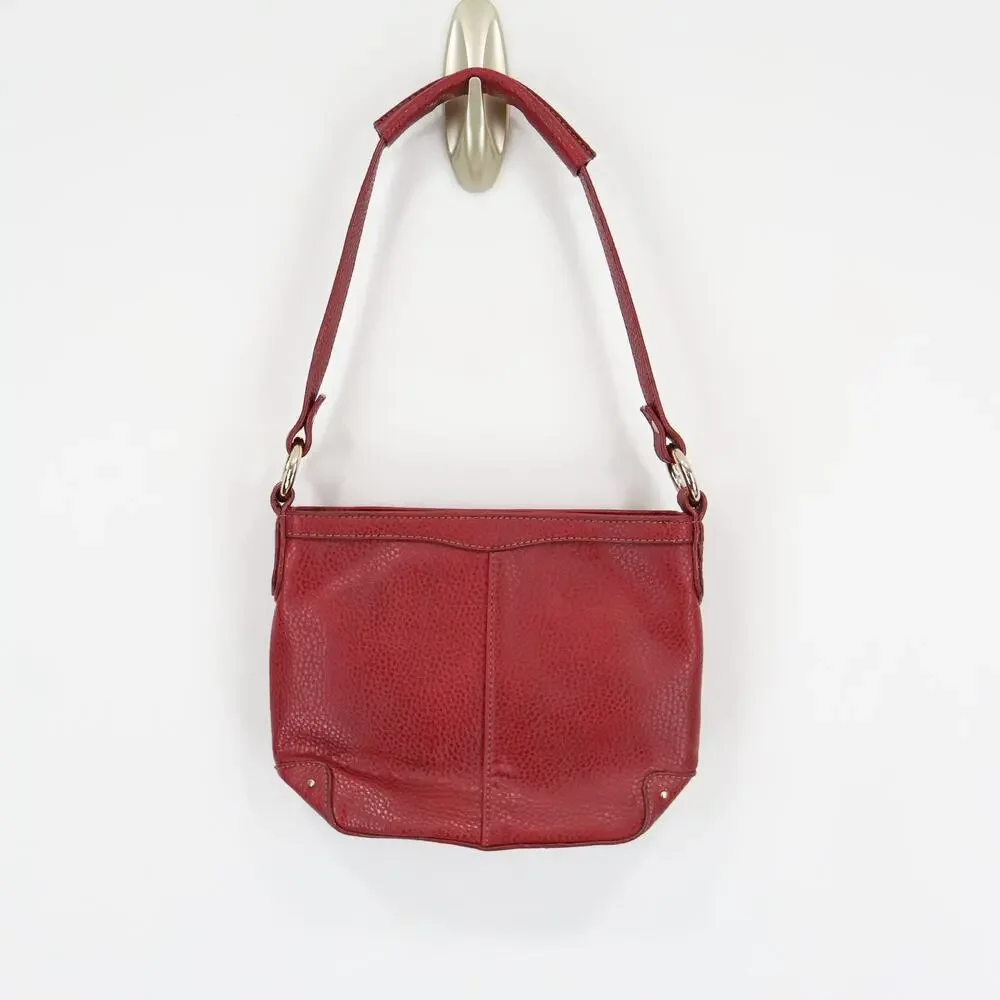 Liz Claiborne Small Vintage Red Faux Pebbled Leather Shoulder Bag